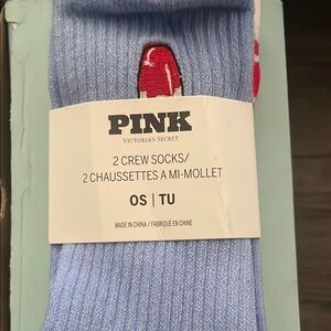 PINK Victoria's Secret Blue Casual Crew Socks